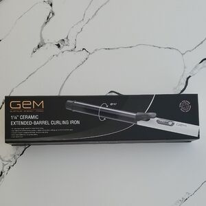 Gem 1 ¼" Ceramic Extended Barrel Curling Iron Dual Voltage NIB